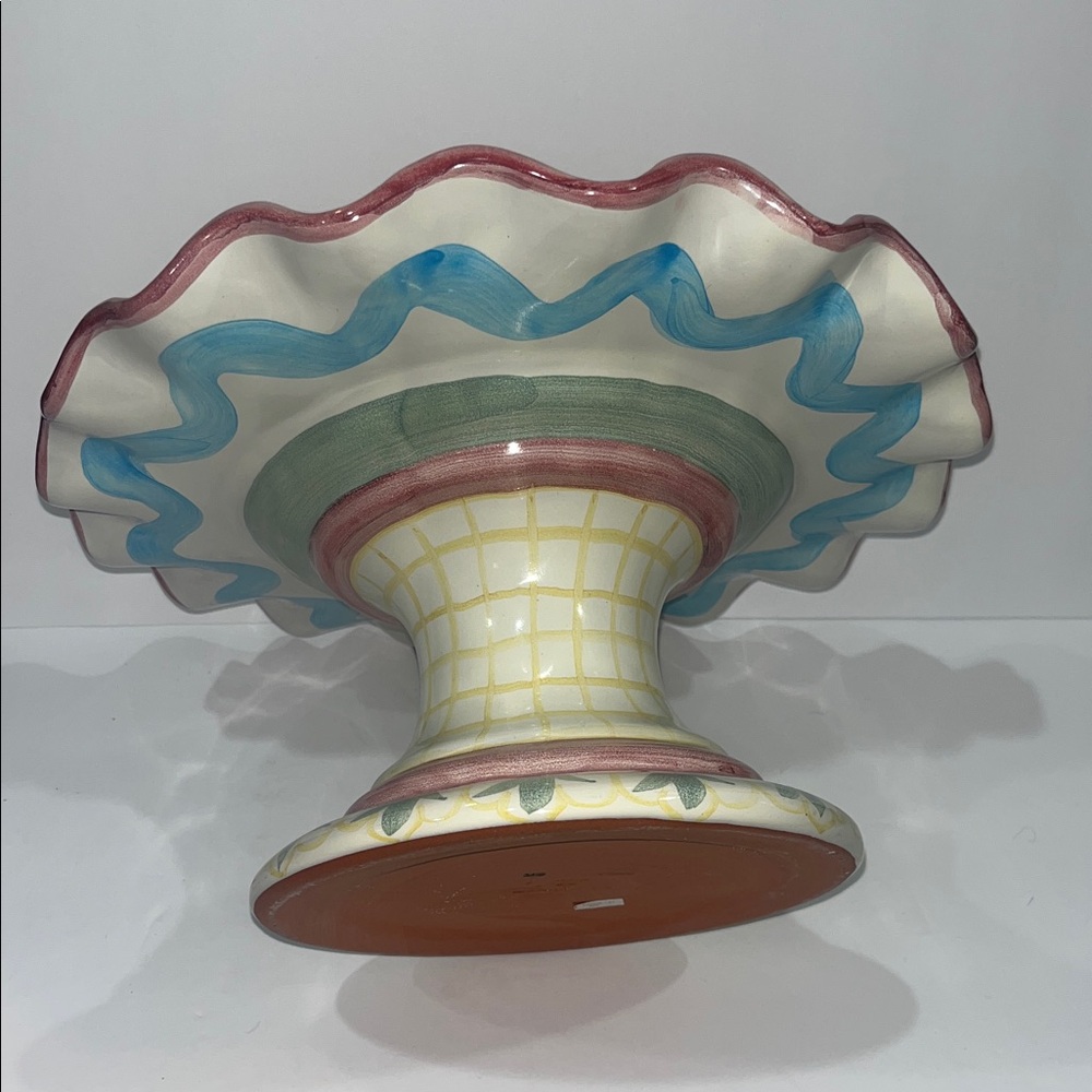 VTG Mackenzie Childs Ceramic Cake Stand - Picture 9 of 9